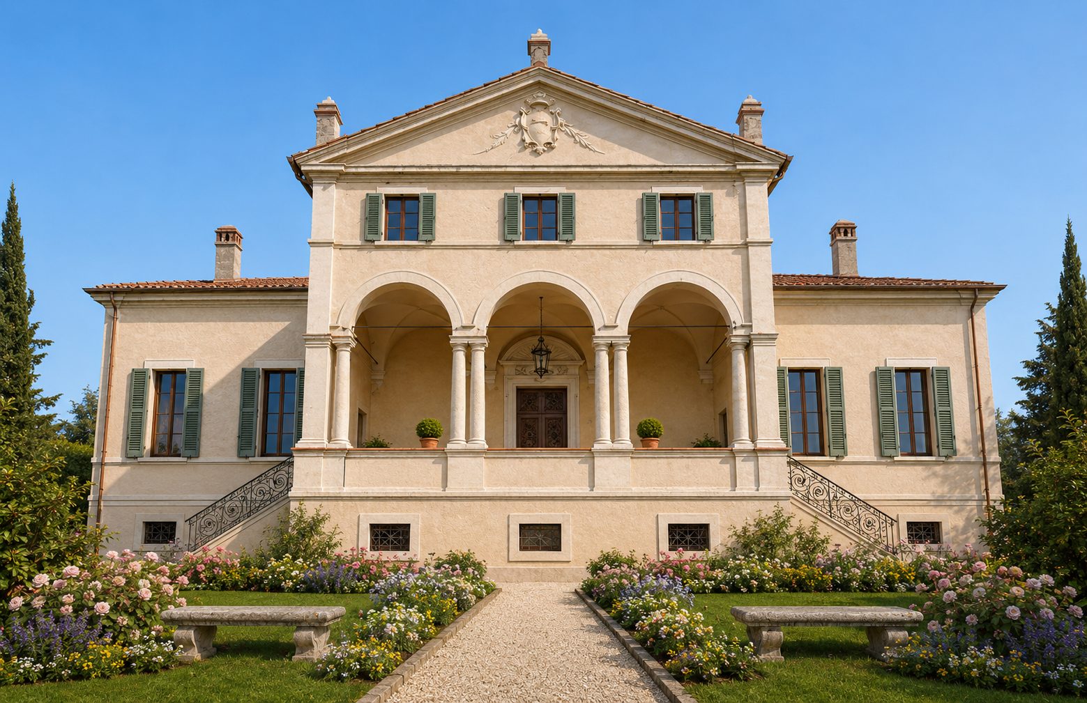 Vista frontale, progetto di restauro
